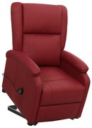 vidaXL Poltrona elevatória couro artificial vermelho tinto