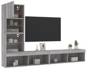 vidaXL 4 pcs móveis parede p/ TV c/ LEDs deriv. madeira cinza sonoma