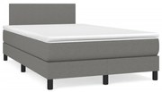 vidaXL Cama boxspring com colchão 120x190 cm tecido cinzento-escuro
