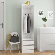 vidaXL Roupeiro c/ gavetas derivados de madeira branco brilhante
