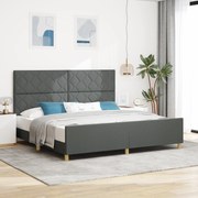 Cama vidaXL Cinza Escuro 200x200 cm Tecido