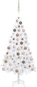vidaXL Árvore Natal artificial pré-iluminada c/ bolas 120cm PVC branco