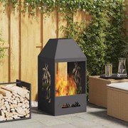 vidaXL Fire Pit Preto 50 x 50 x 100 cm Aço