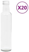 vidaXL Garrafas de vidro pequenas com tampa de rosca 20 pcs 260 ml