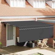 vidaXL Toldo Retrátil Antracite 400 × 300 cm Poliéster e Alumínio