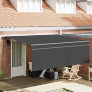 vidaXL Toldo Retrátil Manual Antracite 400 × 300 cm tecido