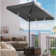 Guarda-sol 230 x 150 cm regulável em altura cinzento