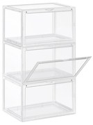 Caixas de sapatos SONGMICS, pacote com 3 organizadores de sapatos empilháveis ​​com porta transparente, armazenamento de sapatos de plástico para tamanho 11 do Reino Unido, 36 x 28 x 22 cm, transparente LSP03CW
