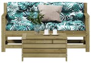 vidaXL 3 pcs conjunto lounge de jardim c/ almofadões pinho impregnado