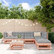 vidaXL 7 pcs conj. lounge jardim com almofadões madeira douglas maciça