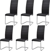 vidaXL Cadeiras de jantar cantilever 6 pcs couro artificial preto