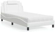 Cama com colchão 100x200 cm couro artificial branco