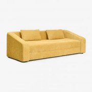 Sofá Cama Dalila De 3 Lugares Em Tecido Bouclé Bouclé Amarelo Mel - Sklum