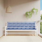 vidaXL Almofadões p/ banco jardim 2 pcs 200x50x7 cm tecido azul/branco