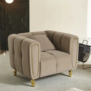 POLTRONA ALMA COM ALMOFADA 97X81X71 CM CINZA E DOURADO