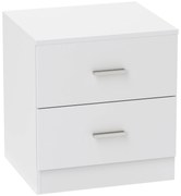HOMCOM Mesa de Cabeceira Moderna Mesinha de Cabeceira com 2 Gavetas para Sala Quarto Capacidade 30 kg 45x39,5x49 cm Branco | Aosom Portugal
