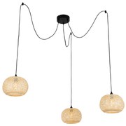 Candeeiro suspenso exterior oriental bambu 3 luzes IP44 - Rafael Oriental