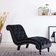 vidaXL Chaise longue em veludo preto