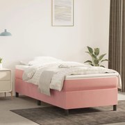 vidaXL Cama com molas/colchão 90x200 cm veludo rosa