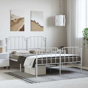 vidaXL Estrutura de cama com cabeceira e pés 150x200 cm metal branco