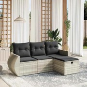 vidaXL 4 pcs conj. sofás jardim c/ almofadões vime PE cinzento-claro