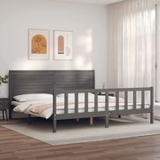 Estrutura de cama com cabeceira 200x200 cm madeira maciça cinza