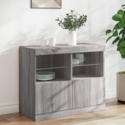 vidaXL Aparador com luzes LED 81x37x67 cm cinzento sonoma