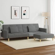 vidaXL Sofá-cama de 2 lugares c/ apoio de pés tecido cinzento-escuro