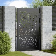 vidaXL Portão de jardim 105x155 cm design de chama de aço preto
