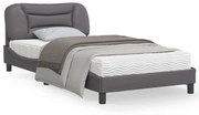vidaXL Estrutura de cama c/ luzes LED 100x200cm couro artificial cinza