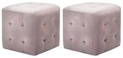 Pufe 2 pcs 30x30x30 cm veludo rosa