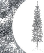 vidaXL Meia árvore de Natal fina com suporte 120 cm prateado
