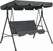 Outsunny Baloiço de Jardim de 3 Lugares com Almofada Toldo Ajustável e Estrutura de Aço para Balcão Terraço 172x110x153 cm Cinza | Aosom Portugal