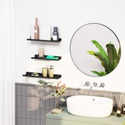 Conjunto de 3 prateleiras metálicas de parede Pretas