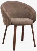 Cadeira De Jantar Estofada Nairea Madeira Escura & Chenille Castanho Café - Sklum