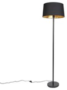 Candeeiro de pé moderno preto com cúpula preta 45 cm - Simplo Moderno