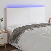vidaXL Cabeceira cama c/ LED couro artificial 160x5x118/128 cm branco