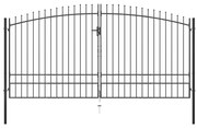 vidaXL Portão de cerca com porta dupla e topo em lanças 400x248 cm