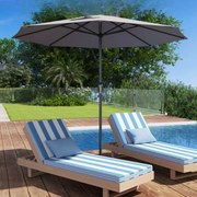 Guarda-sol de jardim 260 x 260 x 225 cm com pega de manivela 8 varetas Proteção superior ventilada do guarda-sol Cinzento