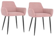 vidaXL Cadeiras de jantar 2 pcs veludo rosa