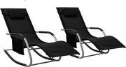 vidaXL Espreguiçadeiras 2 pcs textilene cor preto e cinzento