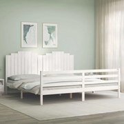 Estrutura de cama com cabeceira 200x200cm madeira maciça branco