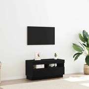 Armário de TV vidaXL com luzes LED Carvalho Preto 80x35x40 cm em madeira de engenharia