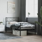 Estrutura de cama com cabeceira e pés 100x190 cm metal preto