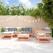 7 pcs conjunto lounge de jardim madeira de douglas maciça