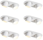 Conjunto de 6 focos embutidos brancos GU10 35mm inclináveis 2-luzes - Installa