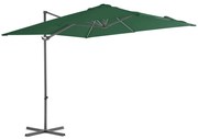 Guarda-sol cantilever com poste de aço 250x250 cm verde