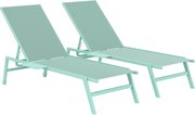 Outsunny Conjunto 2 Espreguiçadeiras com Mesa Lateral, Espreguiçadeira de Jardim com Encosto Ajustável. | Aosom Portugal