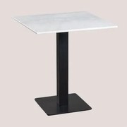 Mesa Bar Quadrada Em Mármore Livanto Branco & ↔︎ 70 Cm & Preto - Sklum