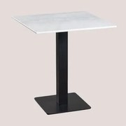 Mesa Bar Quadrada Em Mármore Livanto Mármore Branco & ↔︎ 70 Cm & Preto - Sklum